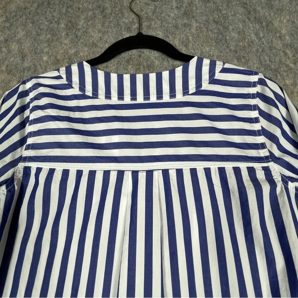 J. Crew Blue & White Striped Classic Preppy Nautical Summer Pop Over Tunic - XS
